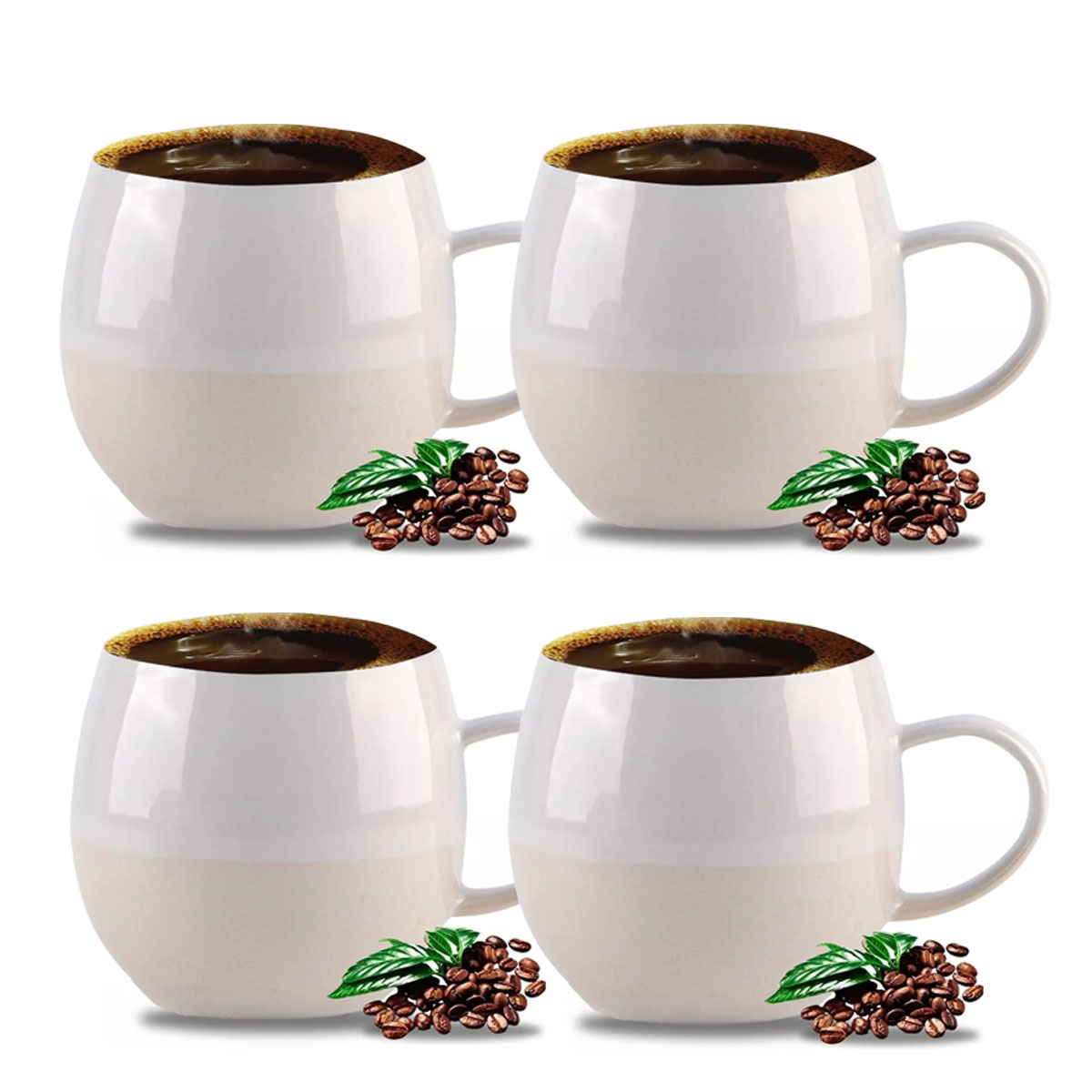 Set Juego De 4 Tazas Cerámica Moderna 460ml Chefmaker Gala
