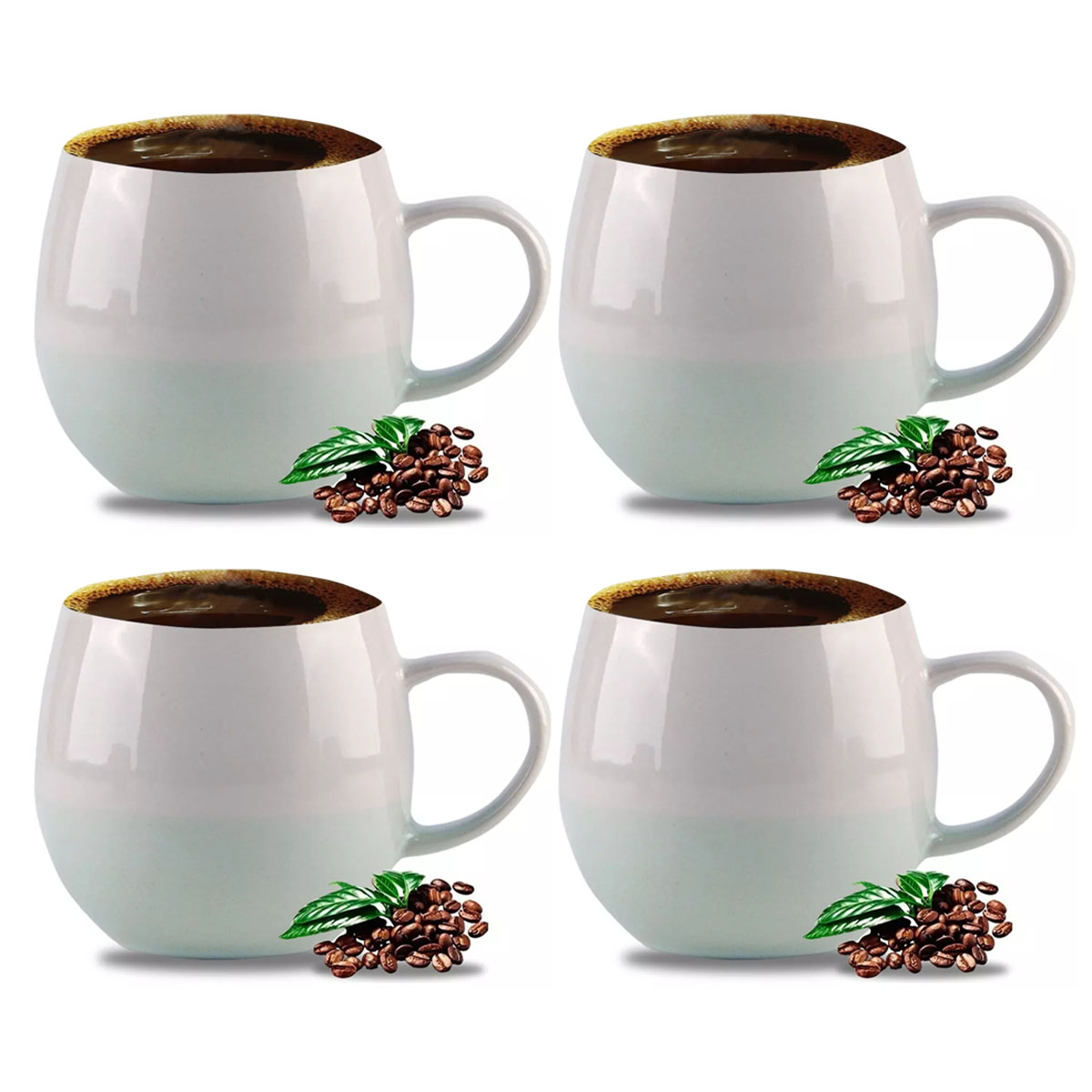 Set Juego De 4 Tazas Cerámica Moderna 460ml Chefmaker Gala