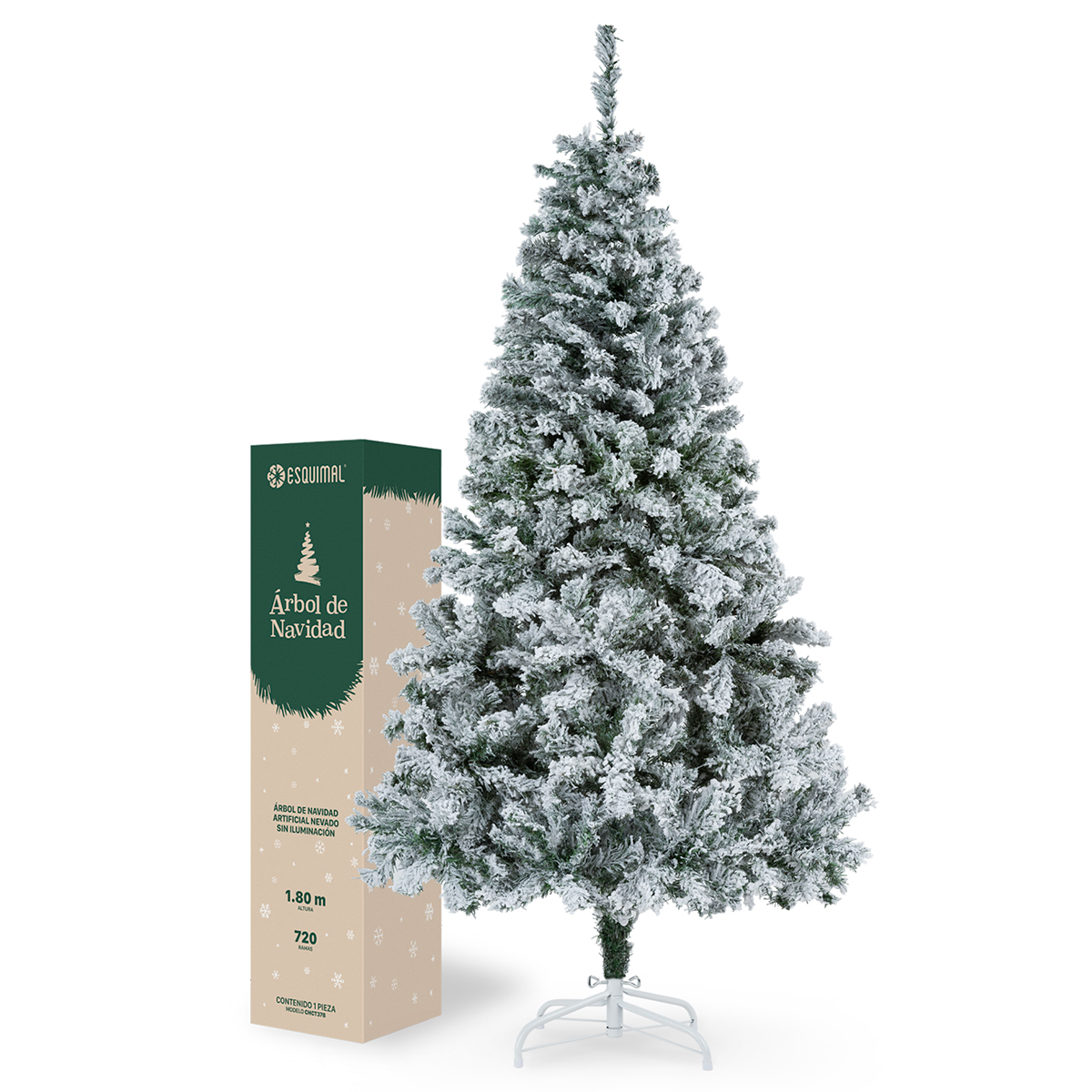 Árbol de Navidad Artificial Pino Nevado 1.8m - Verde nevado para ESQUIMAL