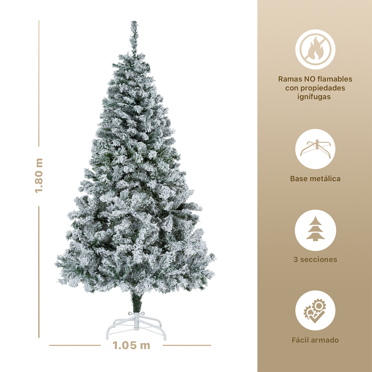 Árbol de Navidad Artificial Pino Nevado 1.8m - Verde nevado para ESQUIMAL