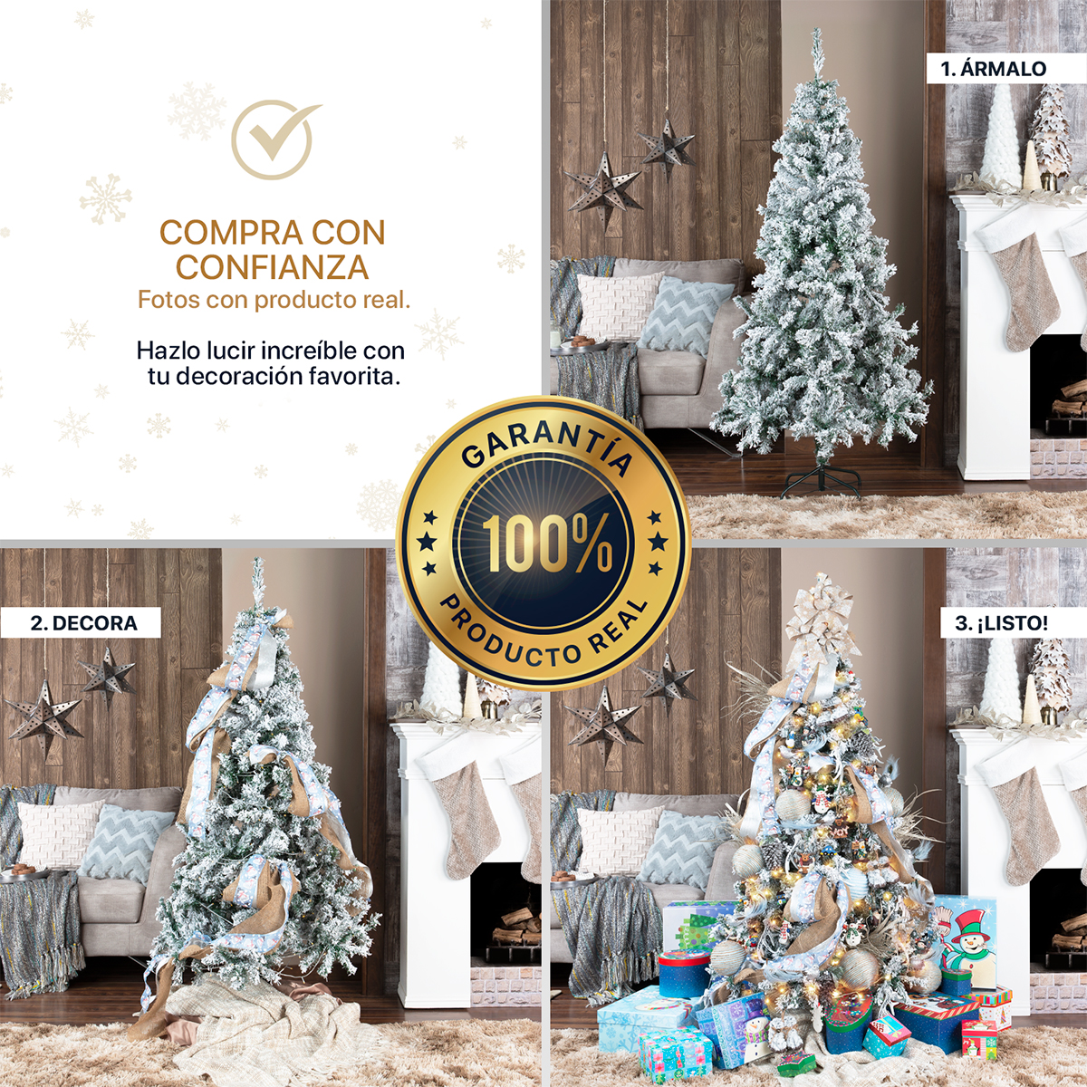 Árbol de Navidad Artificial Pino Nevado 1.8m - Verde nevado para ESQUIMAL