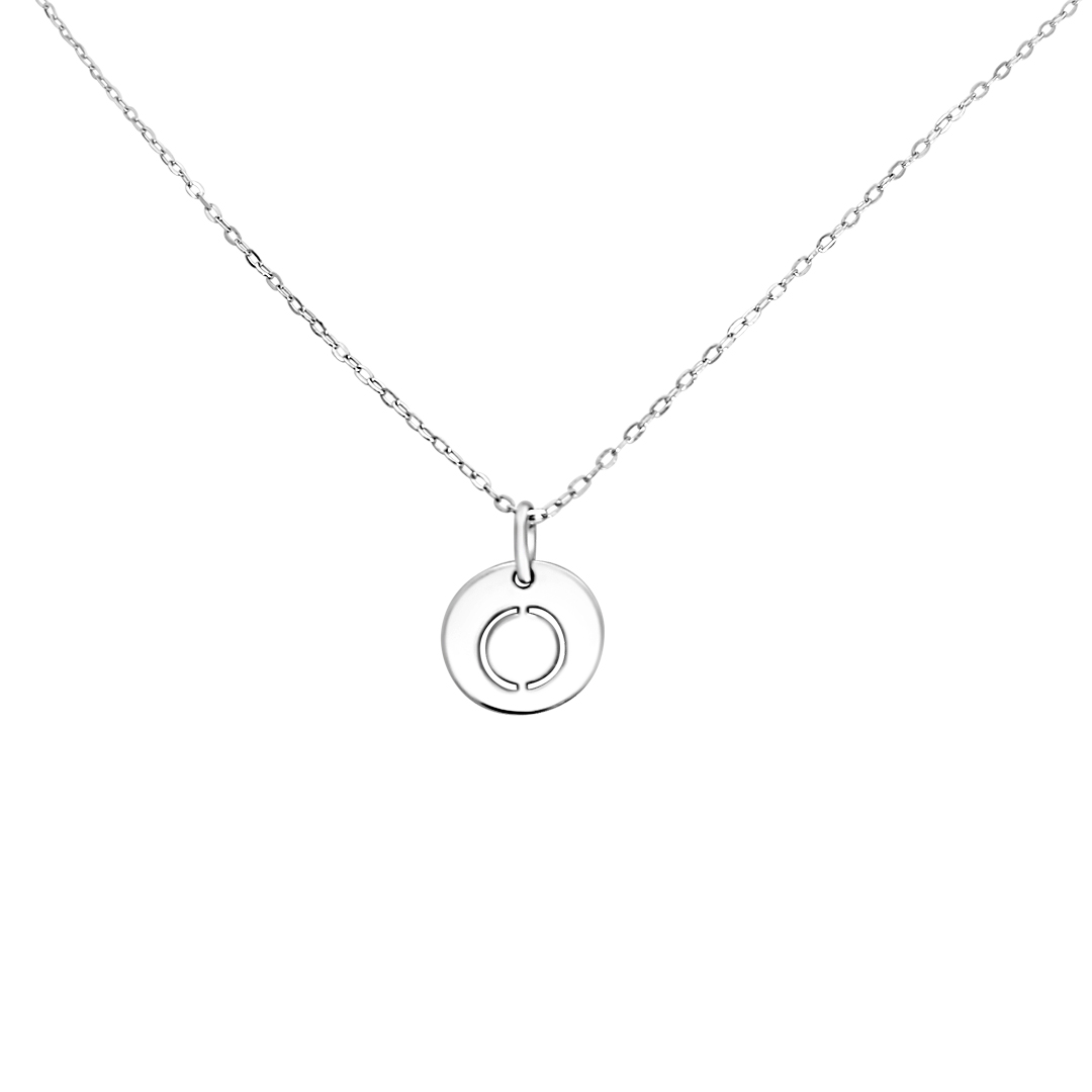 Collar de Inicial Authshine de Plata Ley 925 con Dije Redondo Letra O para Mujer