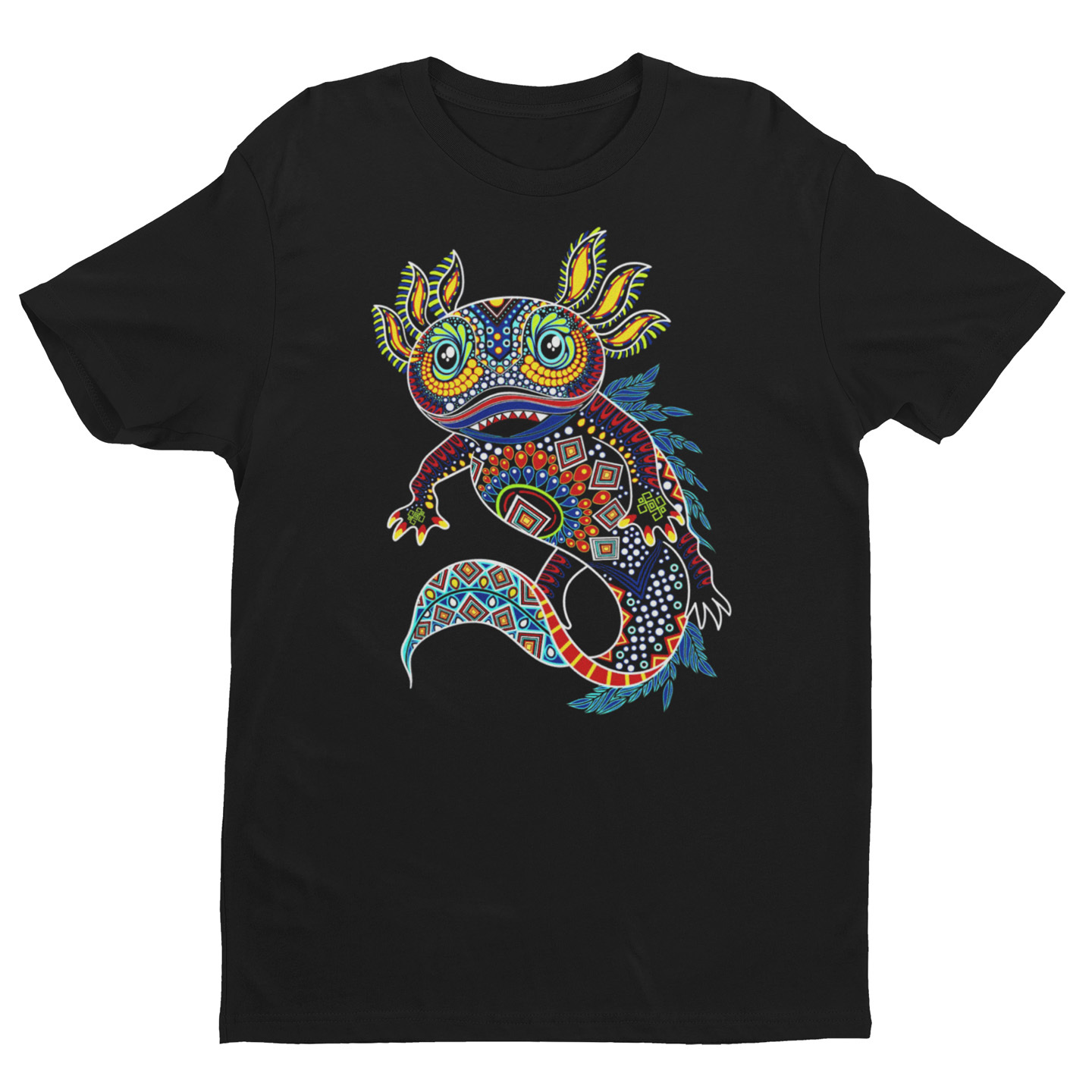 Playera Caballero y Dama Ajolote Huichol Skull