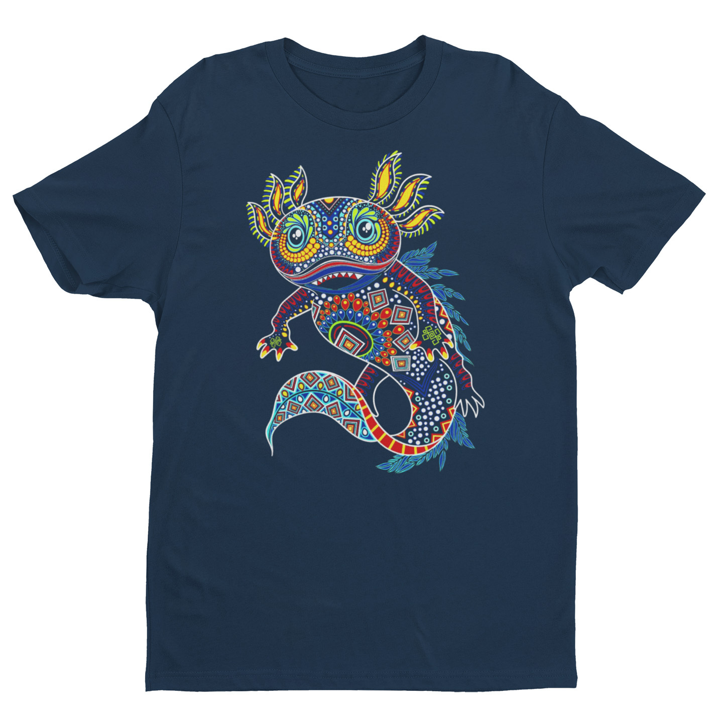 Playera Caballero y Dama Ajolote Huichol Skull