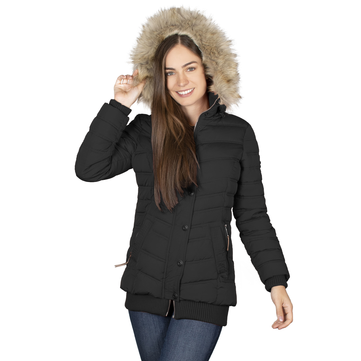 Chamarra Mujer Greenlander Con Gorro Desmontable Pol5524