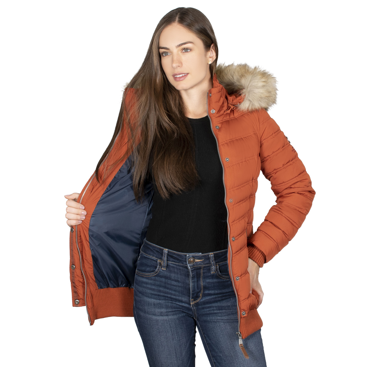 Chamarra Mujer Greenlander Con Gorro Desmontable Pol5524