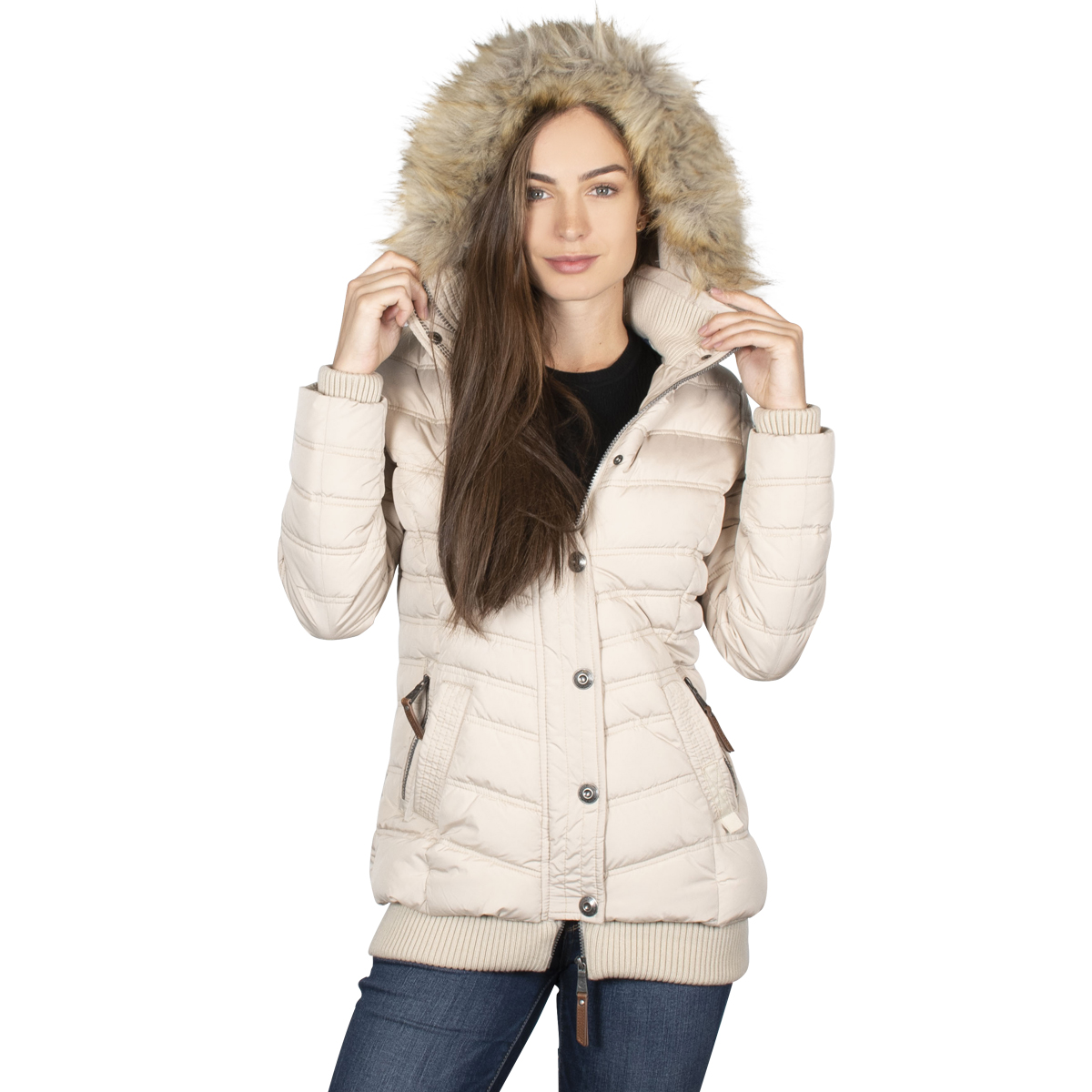 Chamarra Mujer Greenlander Con Gorro Desmontable Pol5524