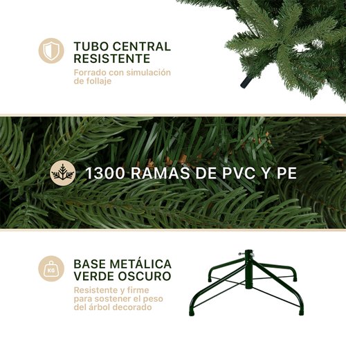 Árbol de Navidad Pino Navideño 2.2m 1300 Ramas - Verde oliva para ESQUIMAL