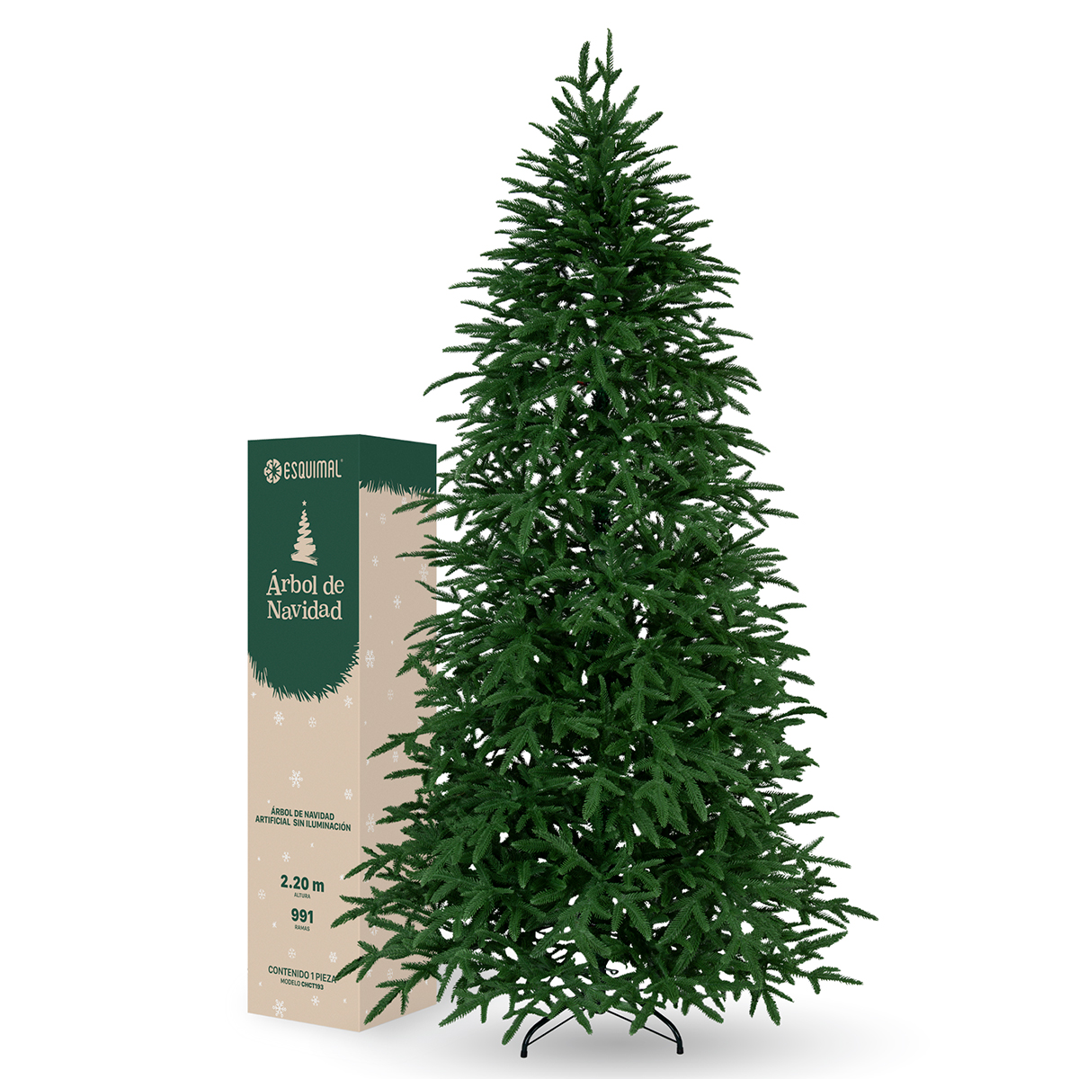 Árbol de Navidad Pino Navideño 2.2m 991 Ramas - Verde Para ESQUIMAL