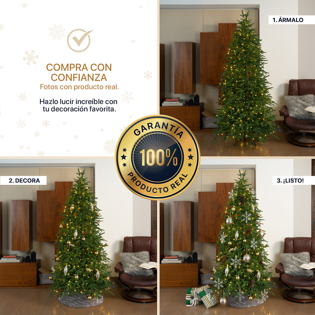 Árbol de Navidad Pino Navideño 2.2m 991 Ramas - Verde Para ESQUIMAL