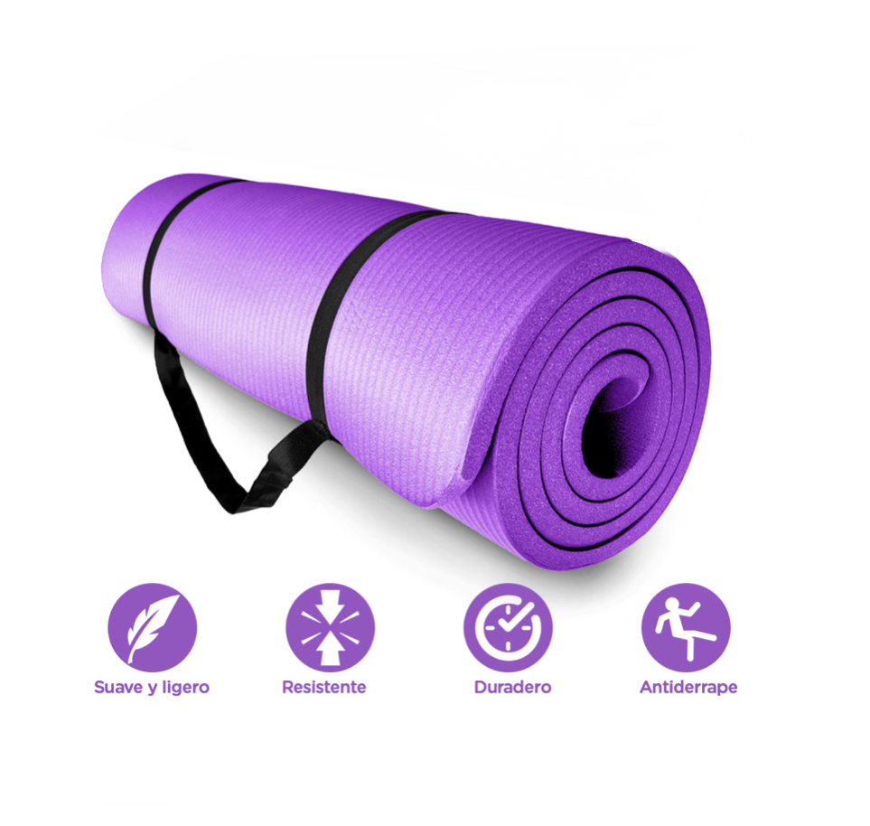 Tapete Yoga 15mm Grueso Antiderrapante Ejercicio Fitness Gym morado