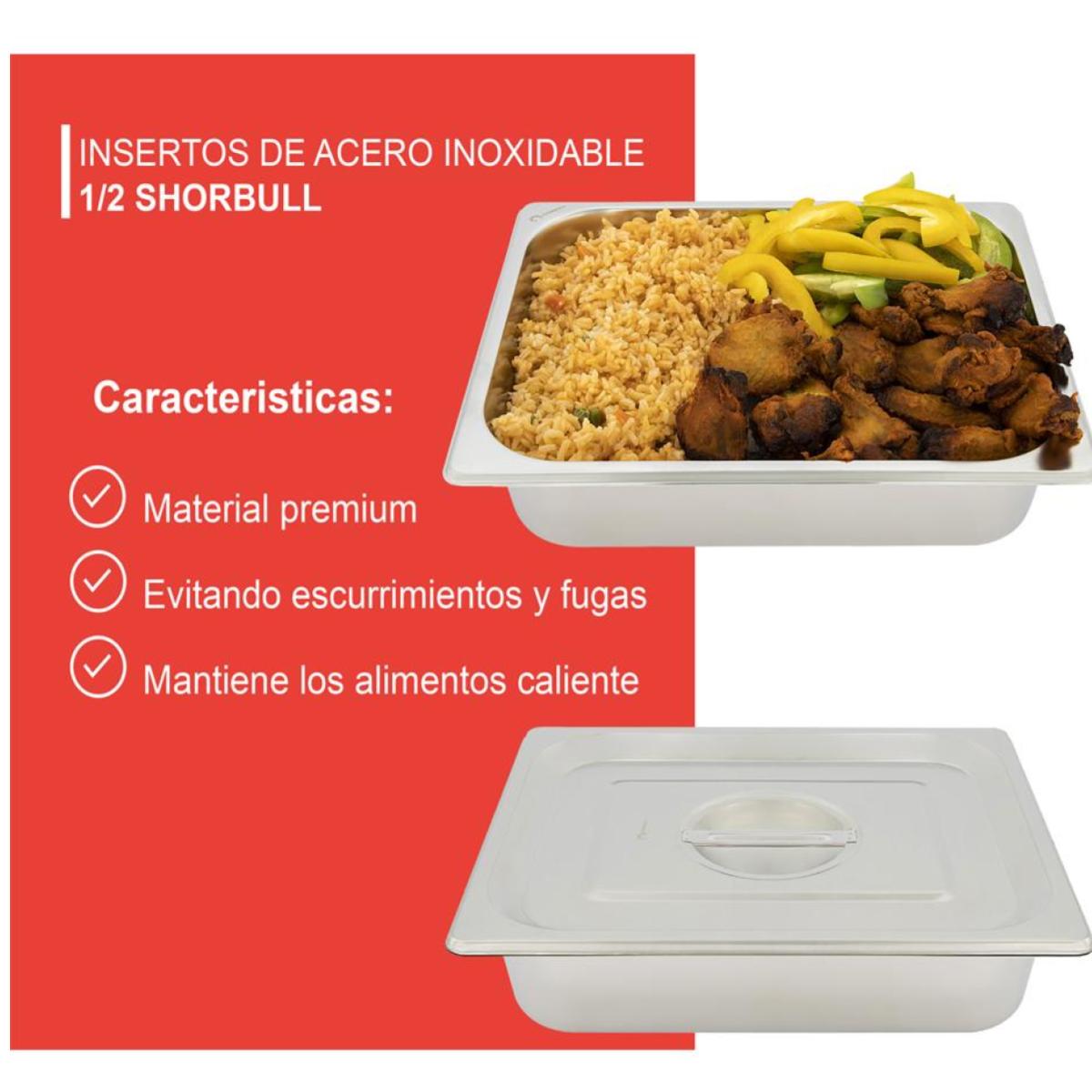 Inserto Acero Inoxidable Con Tapa 1/2 10CM Cocina Shorbull
