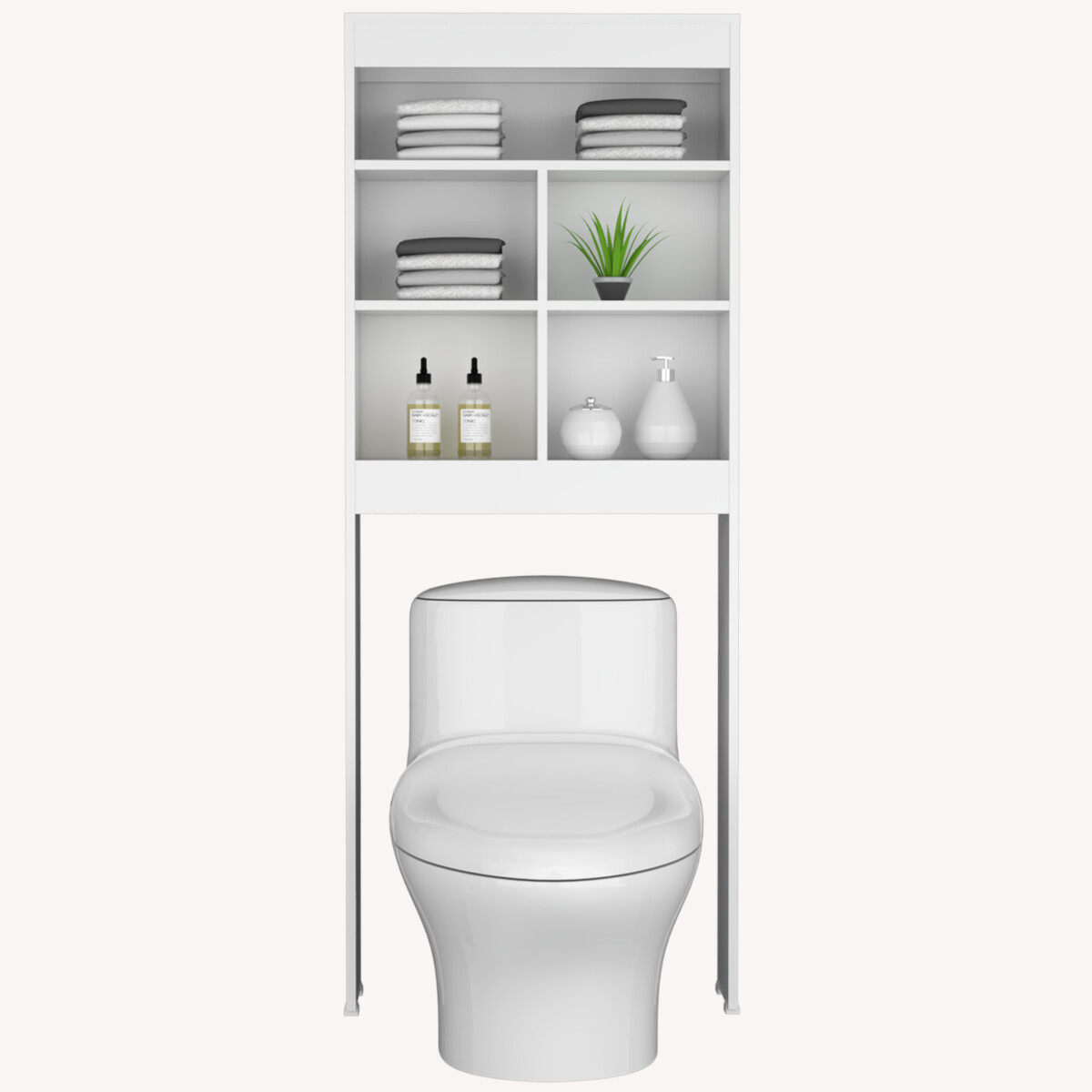Mueble Ahorrador de espacio para baño con entrepaños Duo color blanco