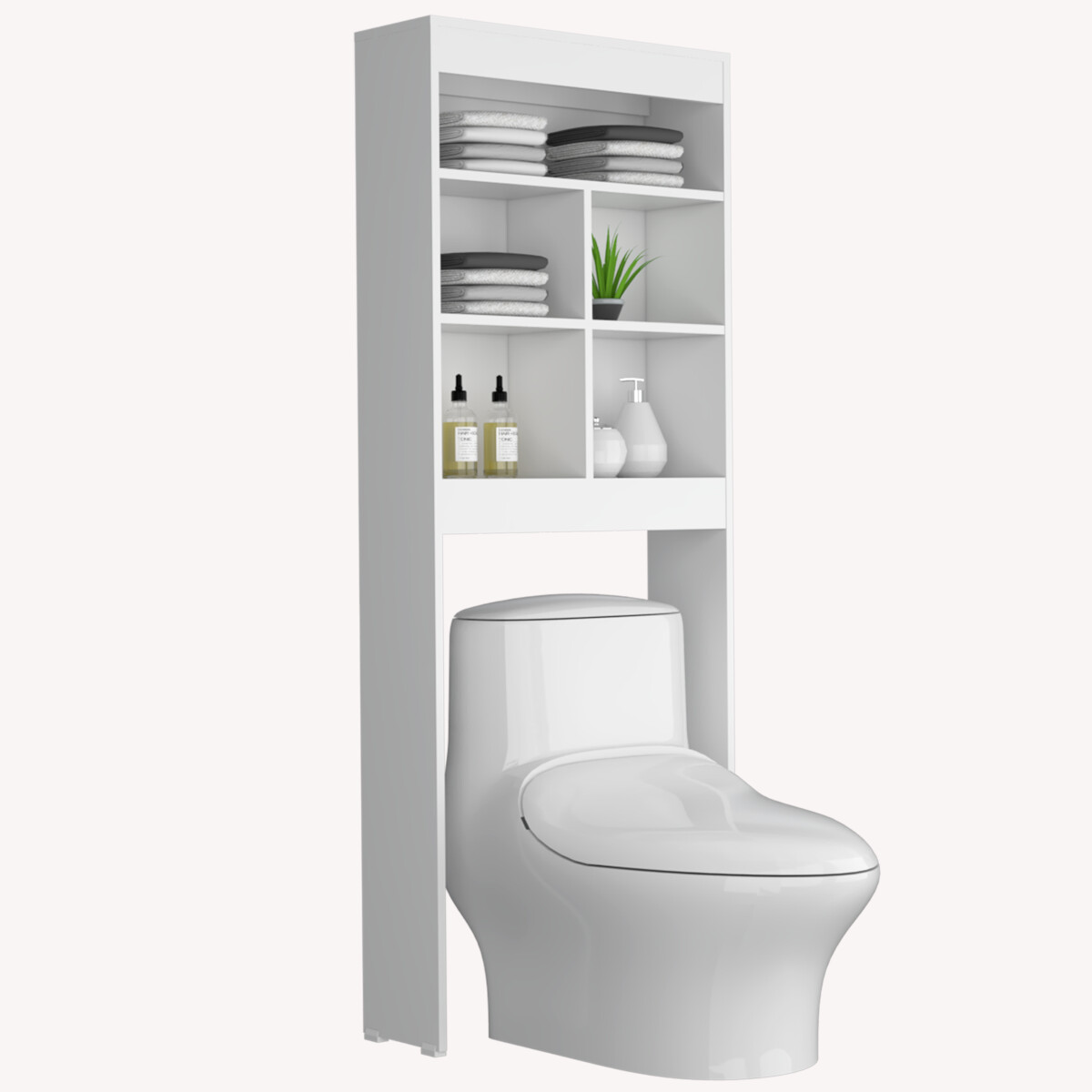 Mueble Ahorrador de espacio para baño con entrepaños Duo color blanco