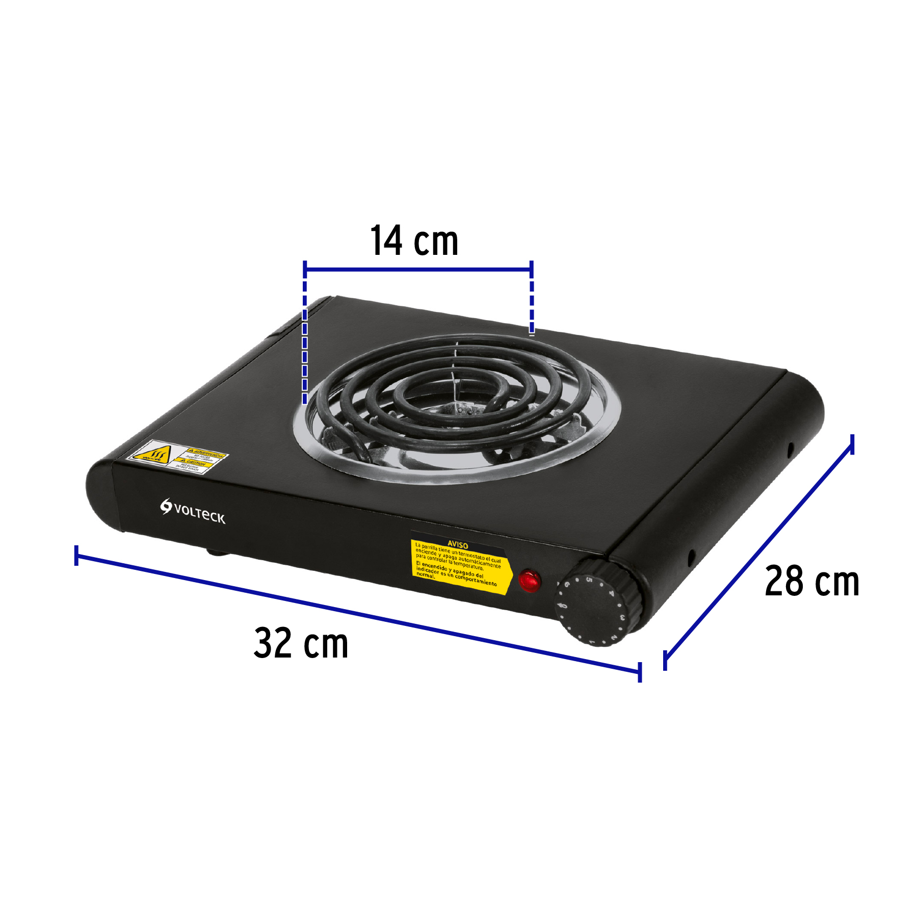 PARRILLA ELÉCTRICA DE RESISTENCIA, NEGRA, VOLTECK 47556
