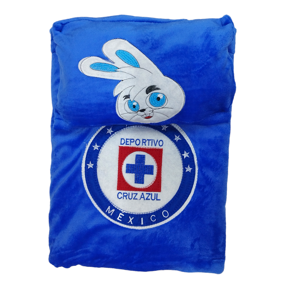 Cobertor con borrega Y Almohada Bordada de la Máquina Del Cruz Azul