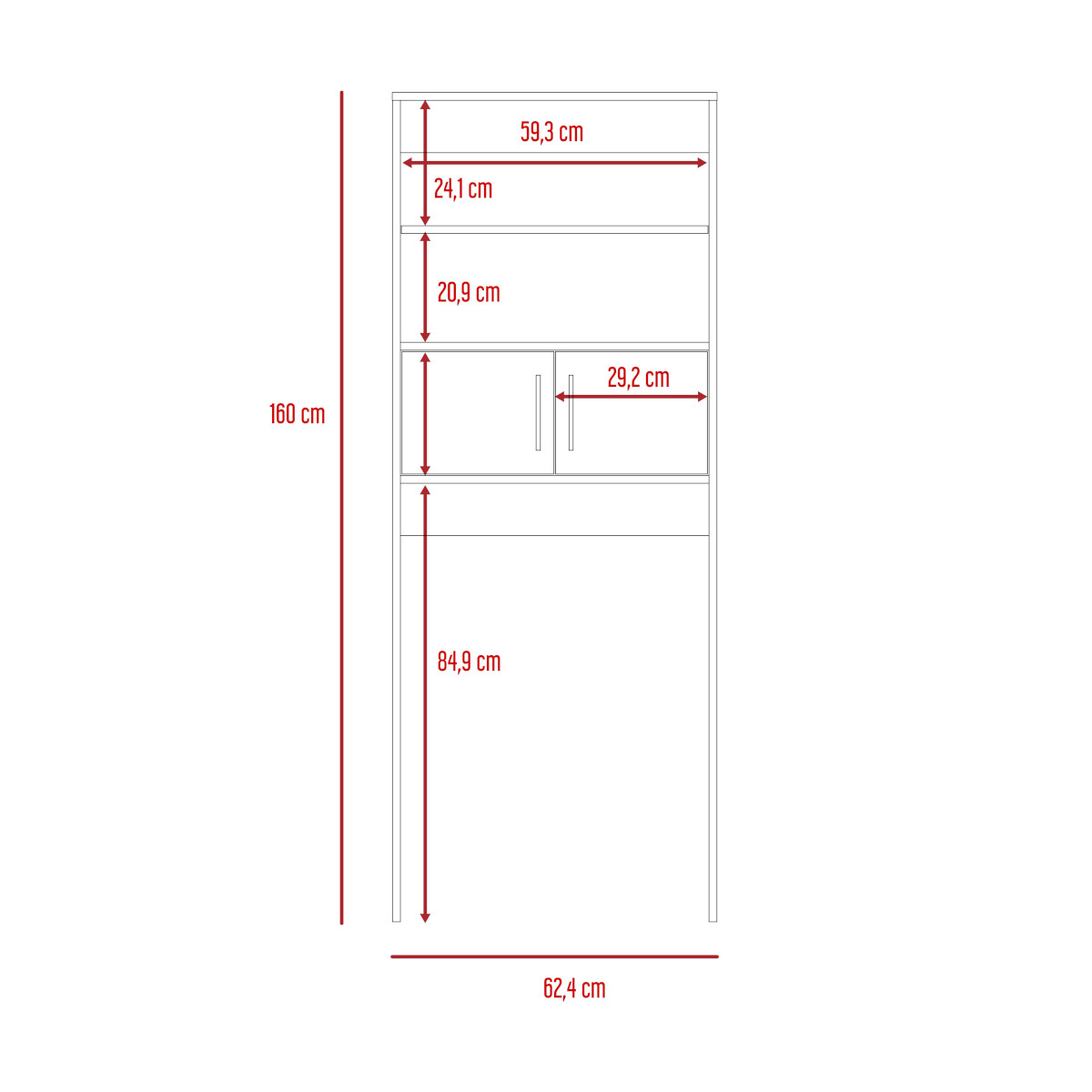 Mueble Ahorrador de espacio para baño con entrepaños Madrid color blanco