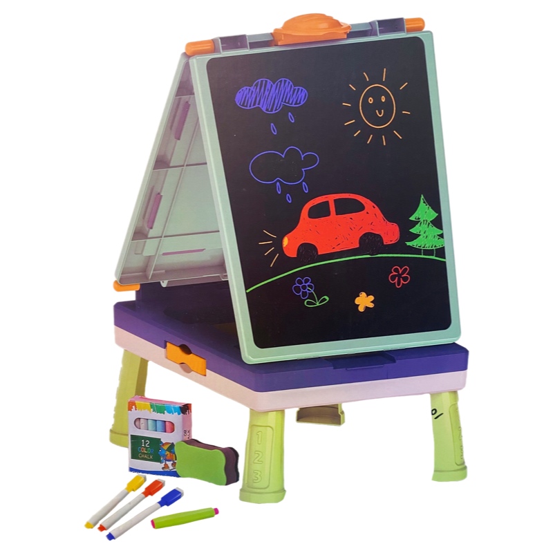 Pizarrón Para Niños Caballete Magnético Blanco Y Gis 31pz