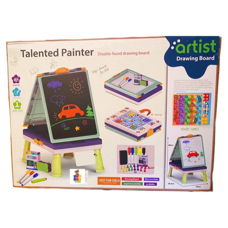 Pizarrón Para Niños Caballete Magnético Blanco Y Gis 31pz