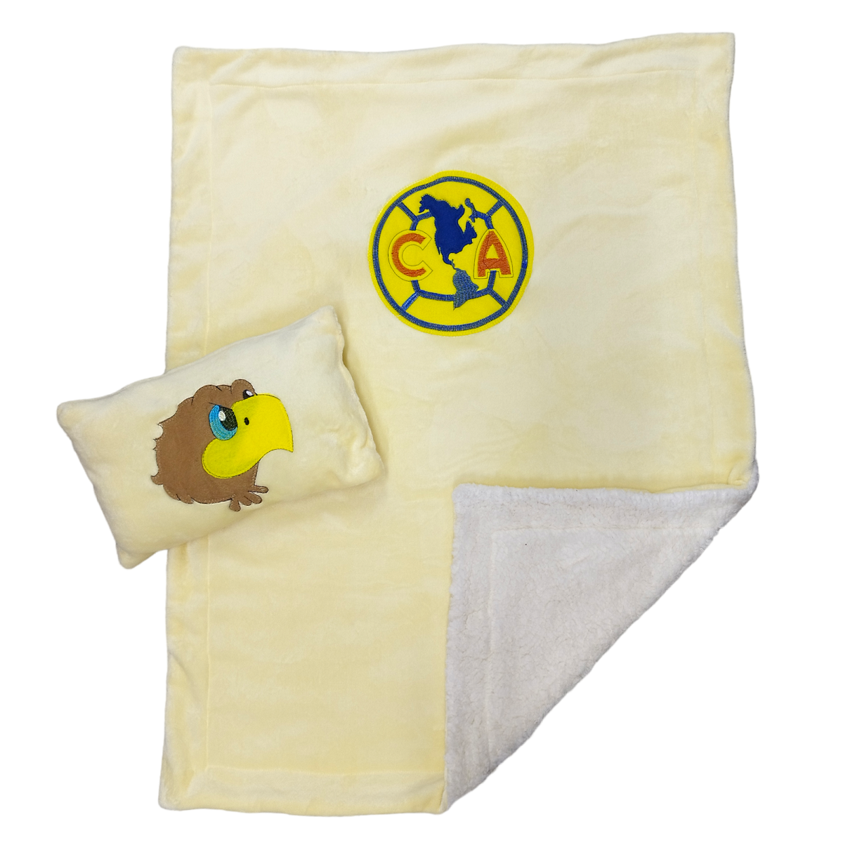 Cobertor con borregaY Almohada Bordada Águilas Del América 