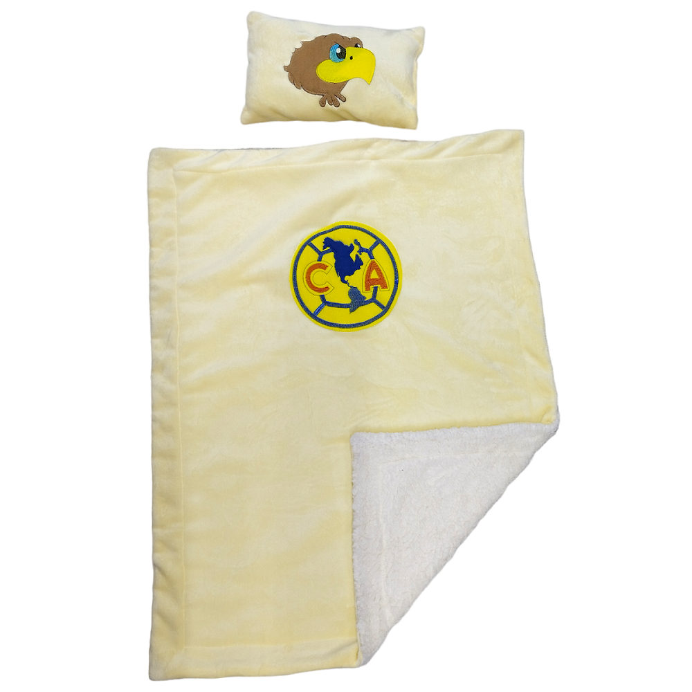 Cobertor con borregaY Almohada Bordada Águilas Del América 