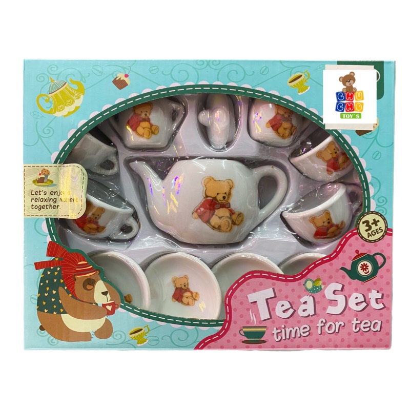 Juego De Te Porcelana Oso Juguete Cocina Caja 11pz