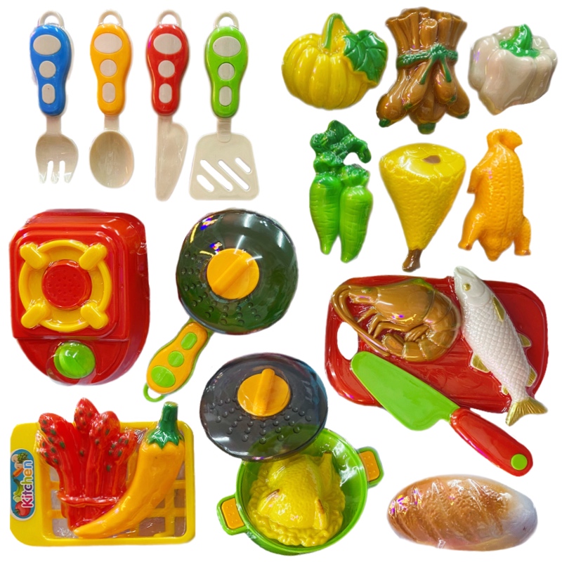 Juego De Cocina Con Accesorios Comida Simulada Kitchen 23pz