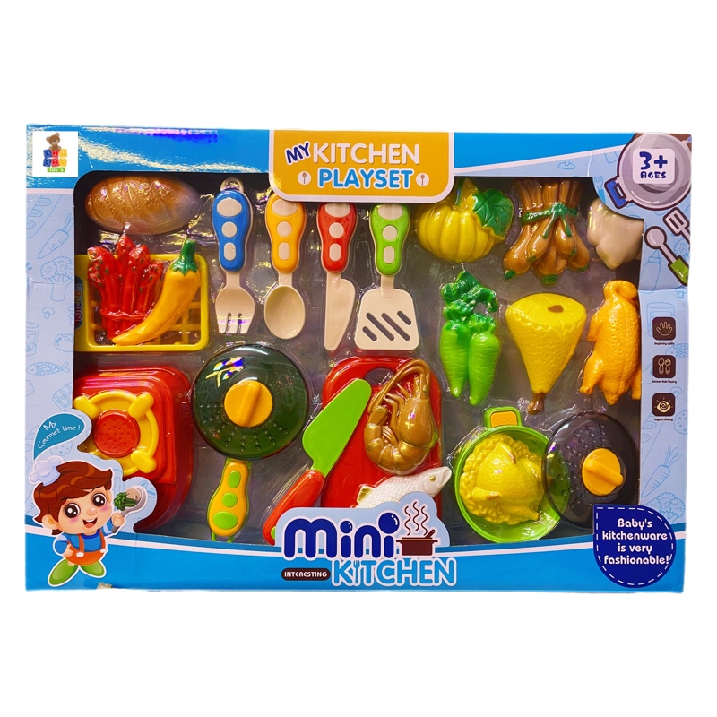 Juego De Cocina Con Accesorios Comida Simulada Kitchen 23pz