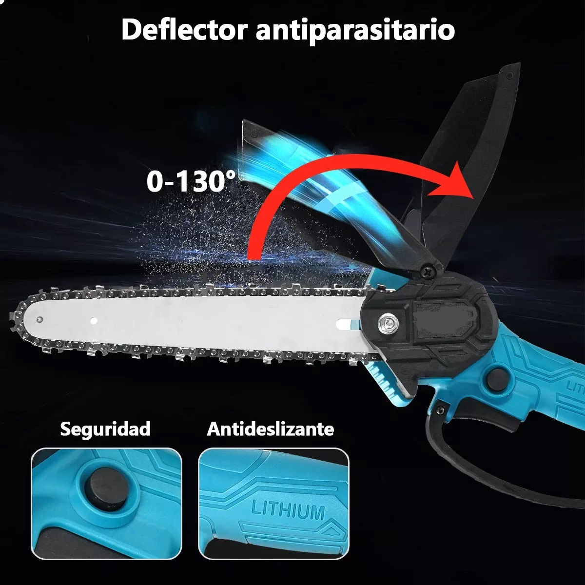 Motosierra Eléctrica Portatil Inalámbrica 8 Inch 3 Cadenas