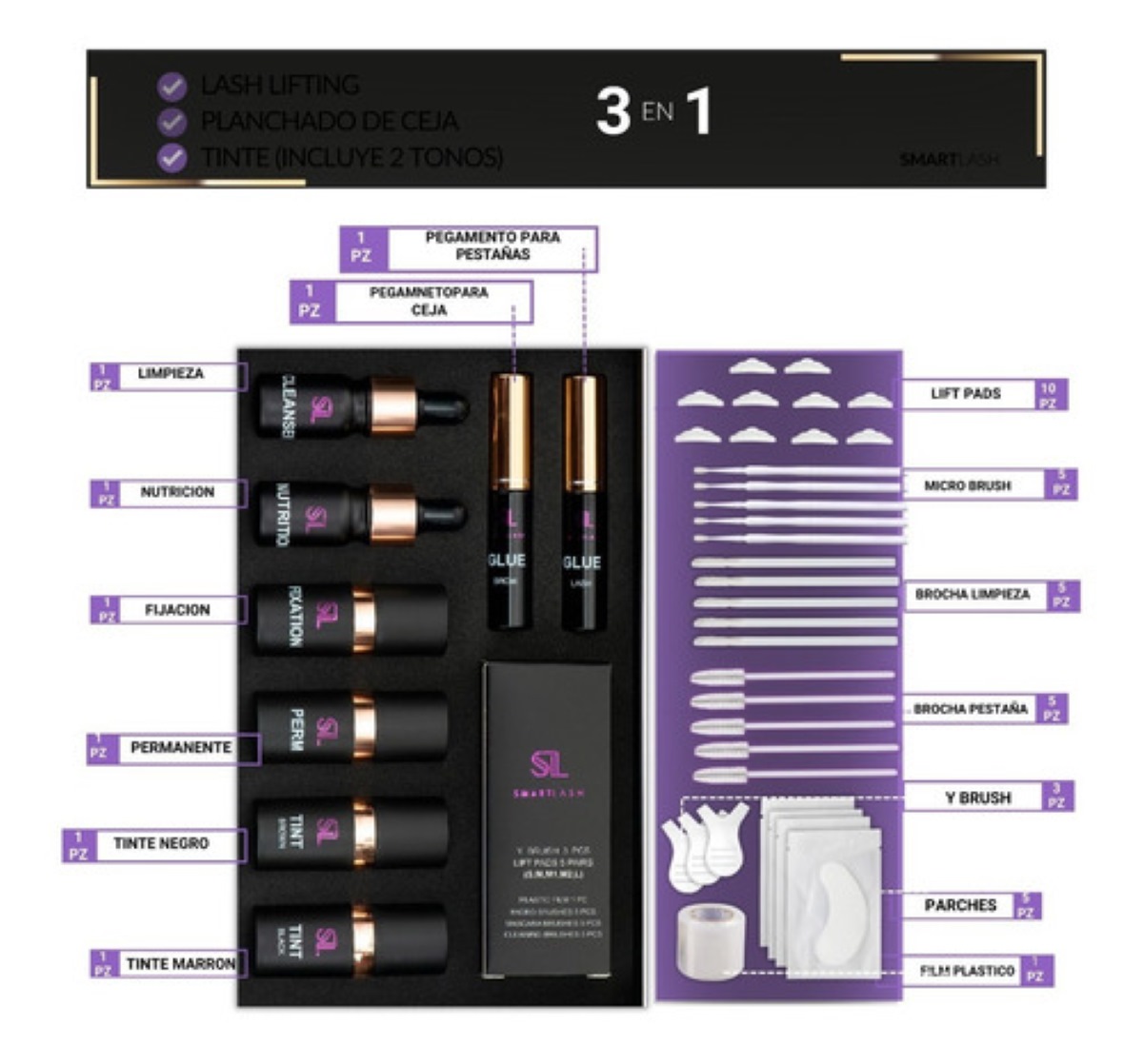 Kit Planchado De Ceja + Lash Lifting +2 Pigmentos  42 PIEZAS 