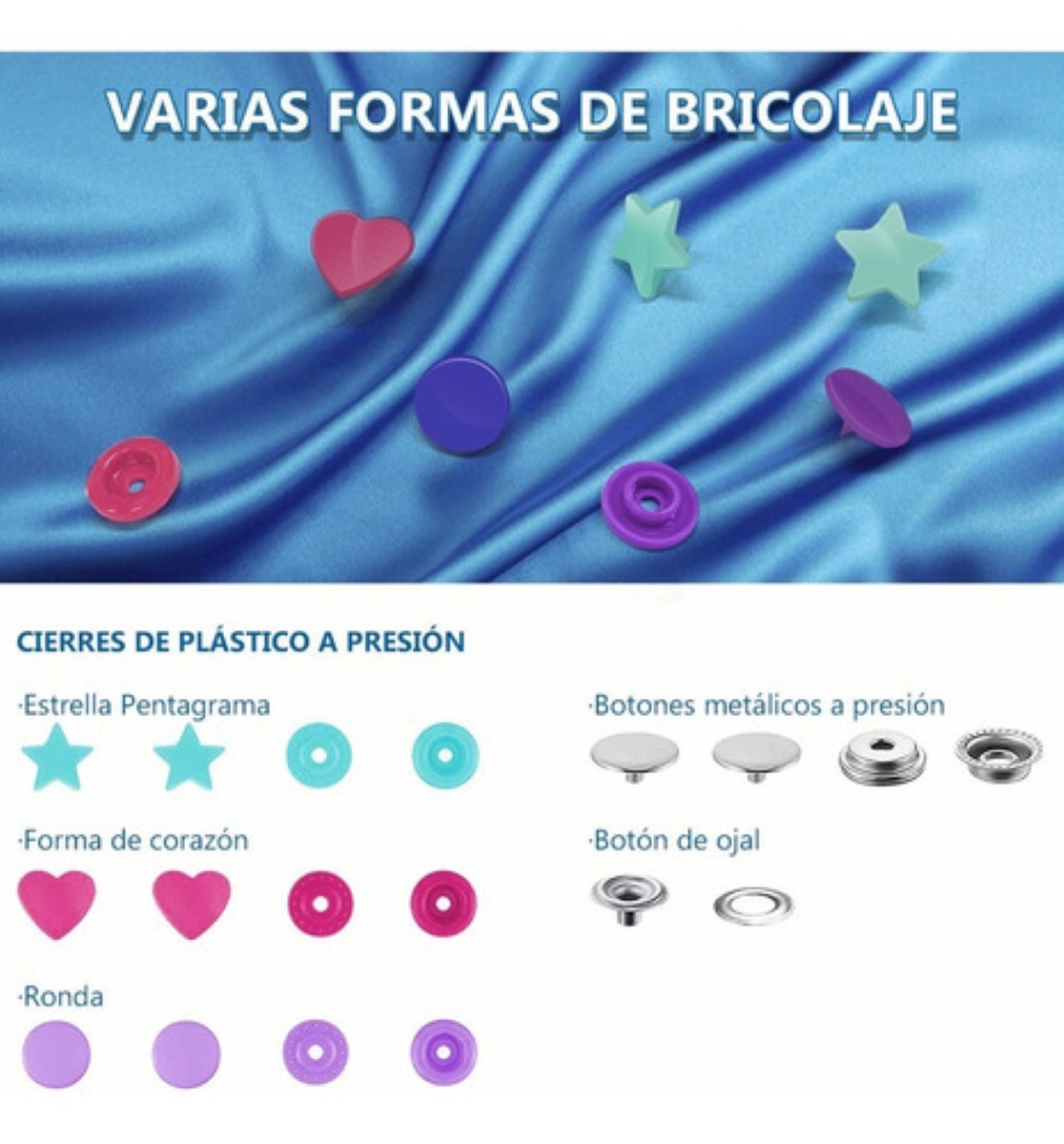 Kit de Pinza Kam Botón Presión Broche T5 27 Multicolor con Estuche Verde 