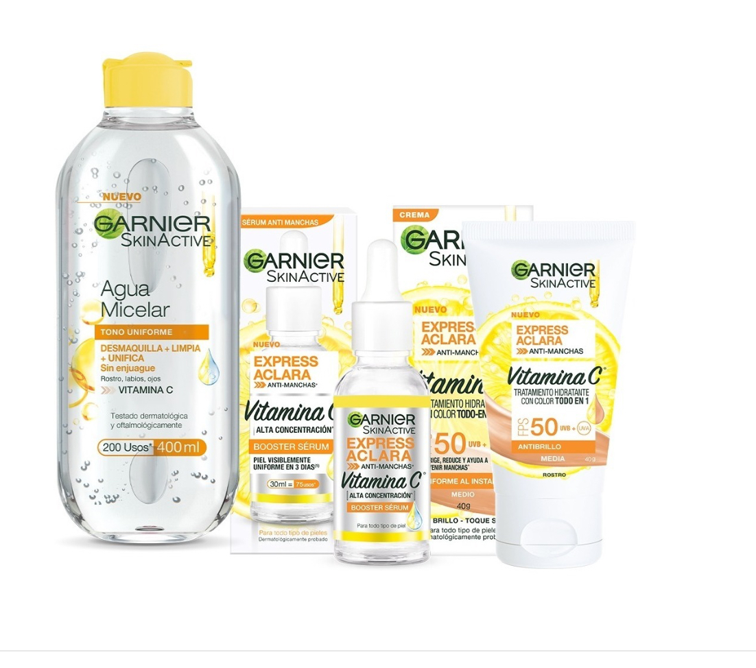 Kit Agua Micelar+serúm+tratamiento Hidratante Garnier 470ml