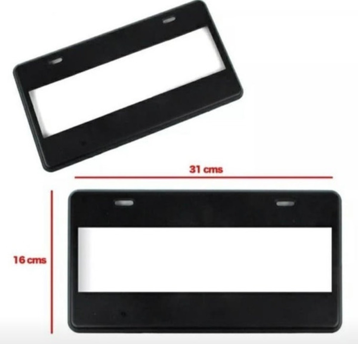 Juego De Porta Placas Tipo Europeo Negro Liso Universal 2 Piezas 