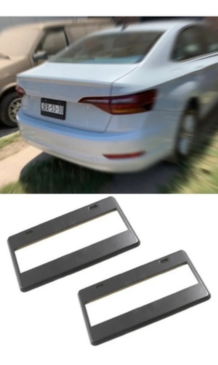 Juego De Porta Placas Tipo Europeo Negro Liso Universal 2 Piezas