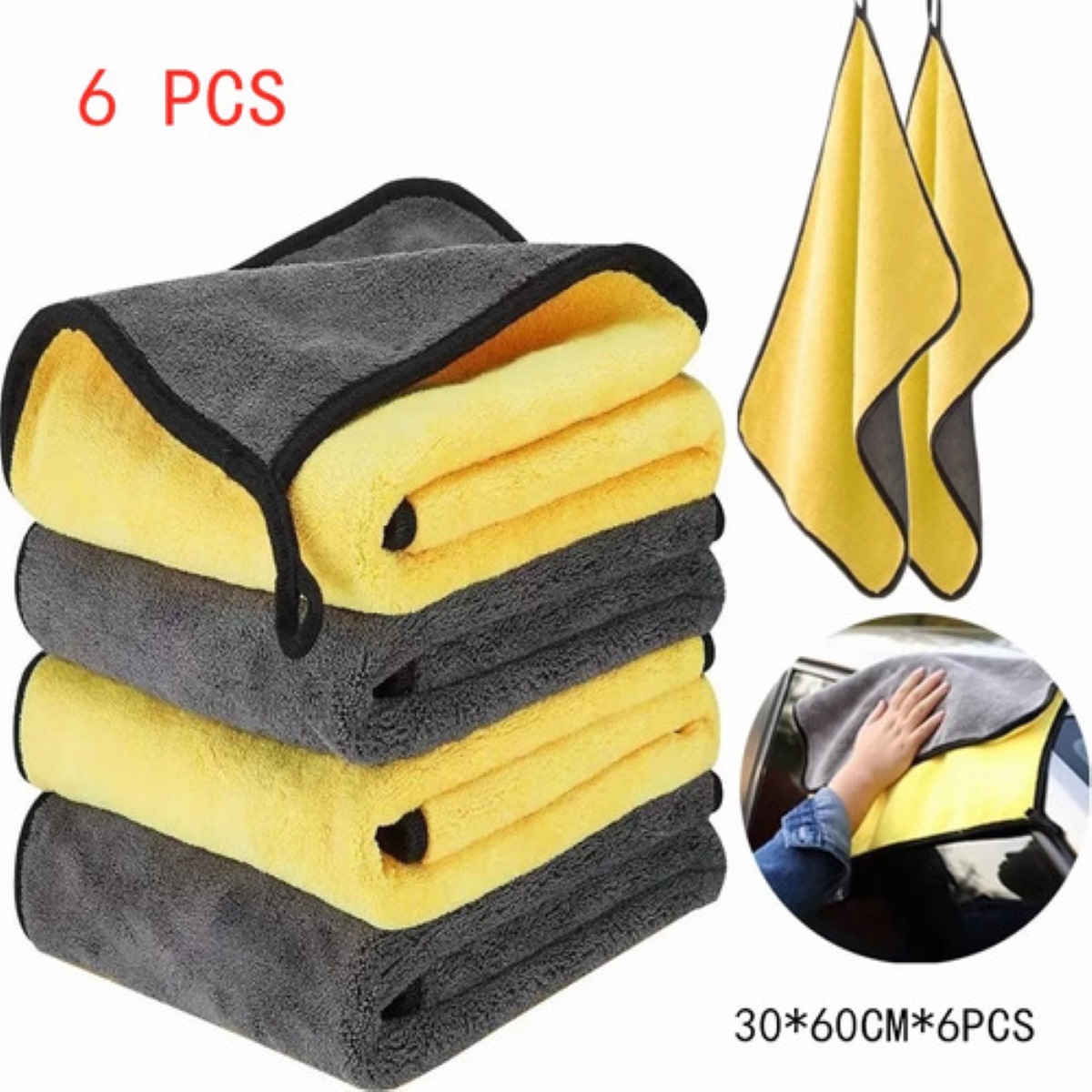 Toalla Microfibra, Paño Seco 6 Piezas Amarilla