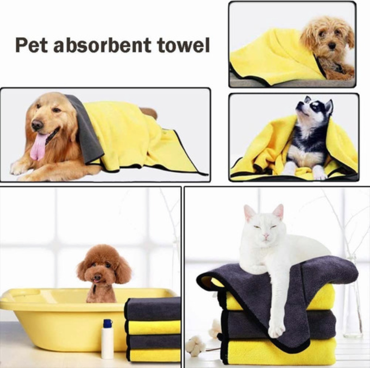 Toalla Microfibra, Paño Seco 6 Piezas Amarilla