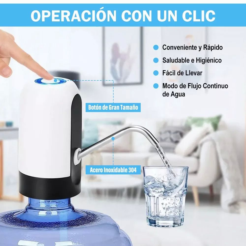 Dispensador bomba de agua para garrafón, eléctrico y recargable