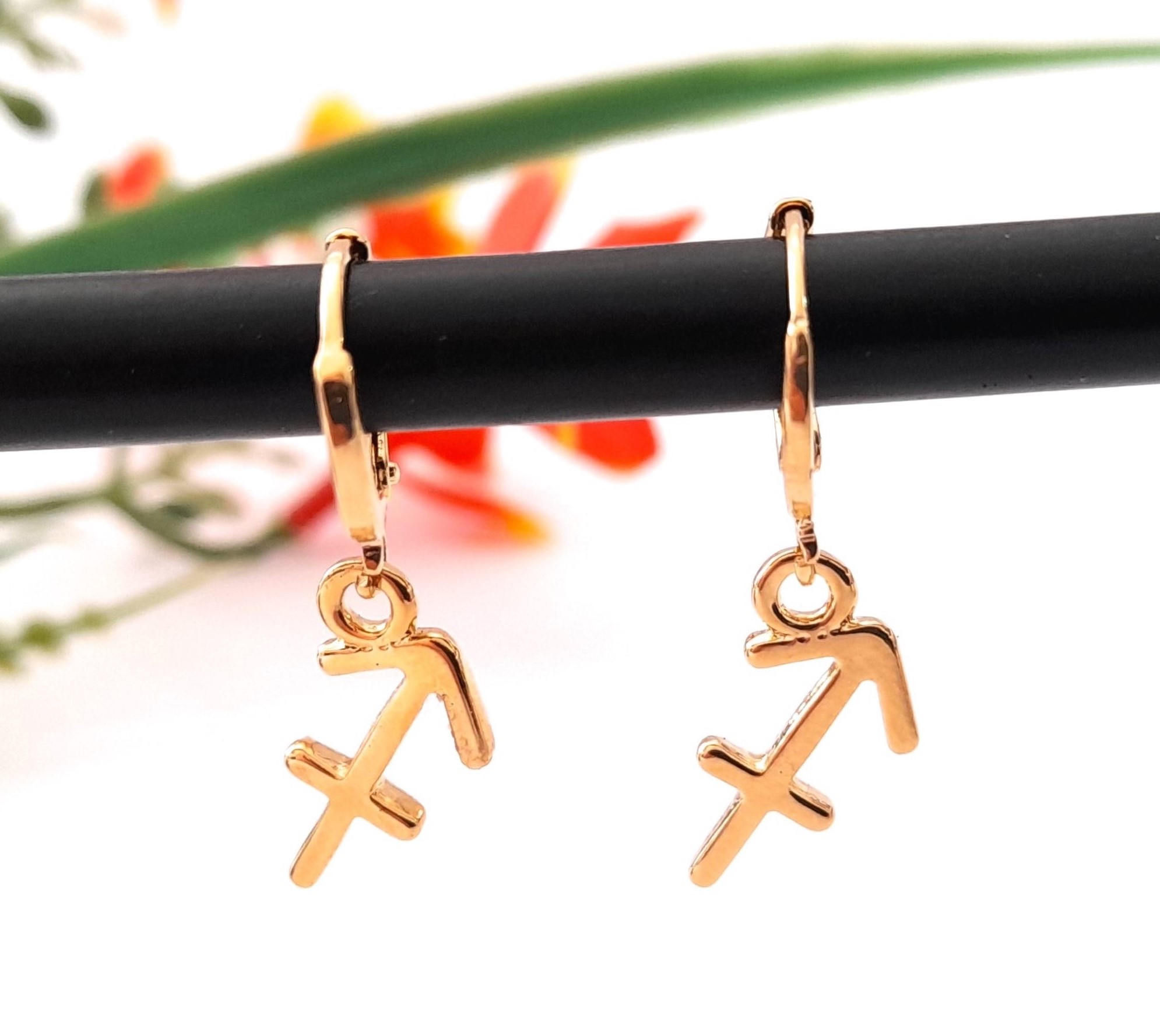 Aretes Huggies Sagitario En Chapa De Oro 22 Kilates ITZANALLY