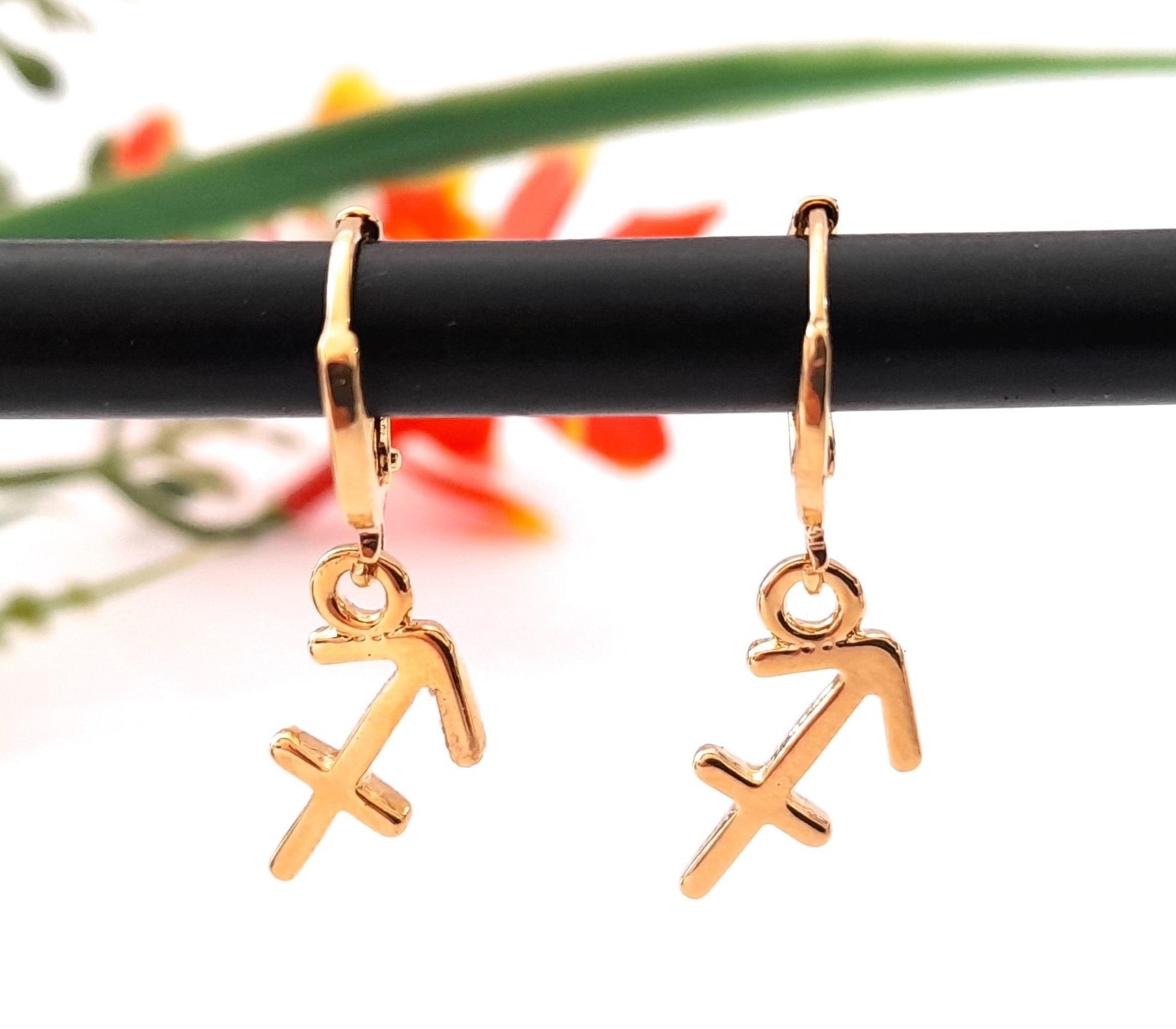 Aretes Huggies Sagitario En Chapa De Oro 22 Kilates ITZANALLY