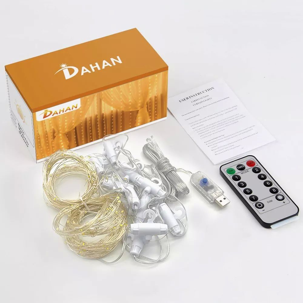 Cortinas series luces 600 led navidad, carga usb con dos paneles 3x3 metros