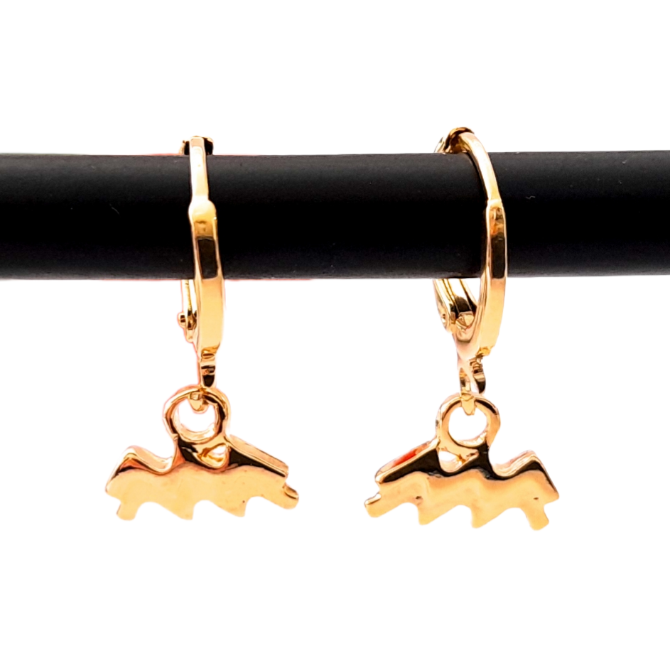 Aretes Huggies Acuario En Chapa De Oro 22 Kilates ITZANALLY