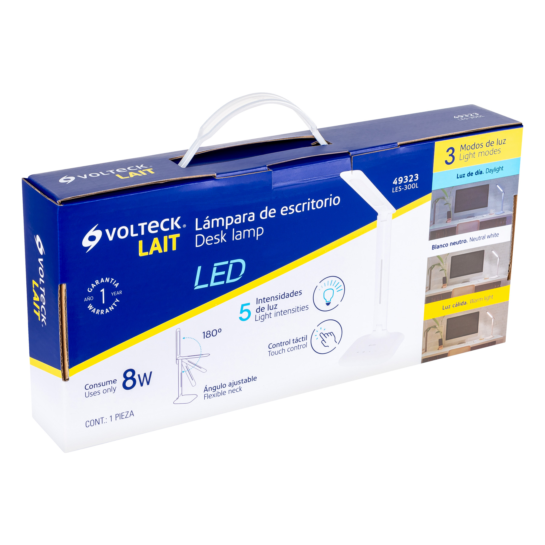 LÁMPARA DE LED 8W 5 NIVELES DE ILUMINACIÓN PARA ESCRITORIO VOLTECK 49323