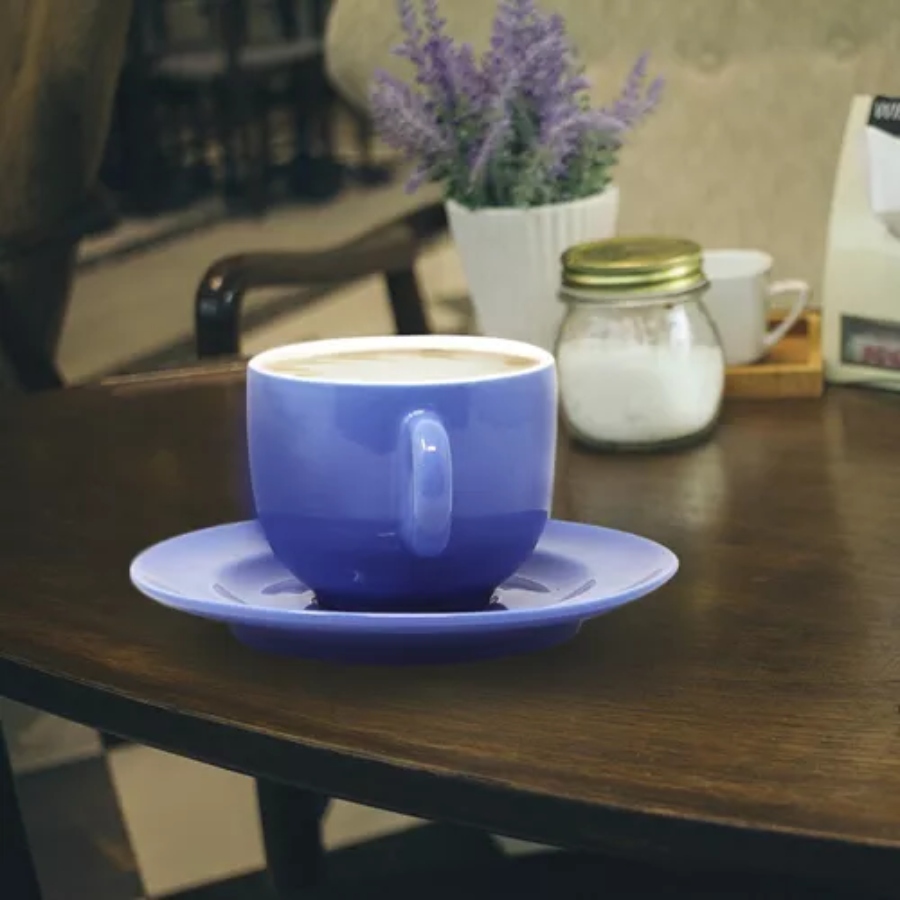 Juego De 4 Tazas De Café Con Plato Azul 270