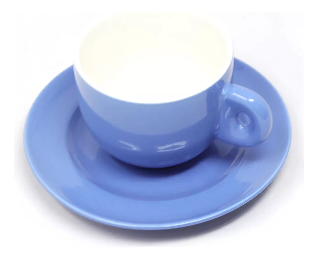 Juego De 4 Tazas De Café Con Plato Azul 270