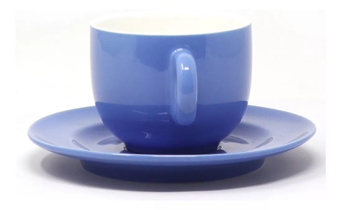 Juego De 4 Tazas De Café Con Plato Azul 270