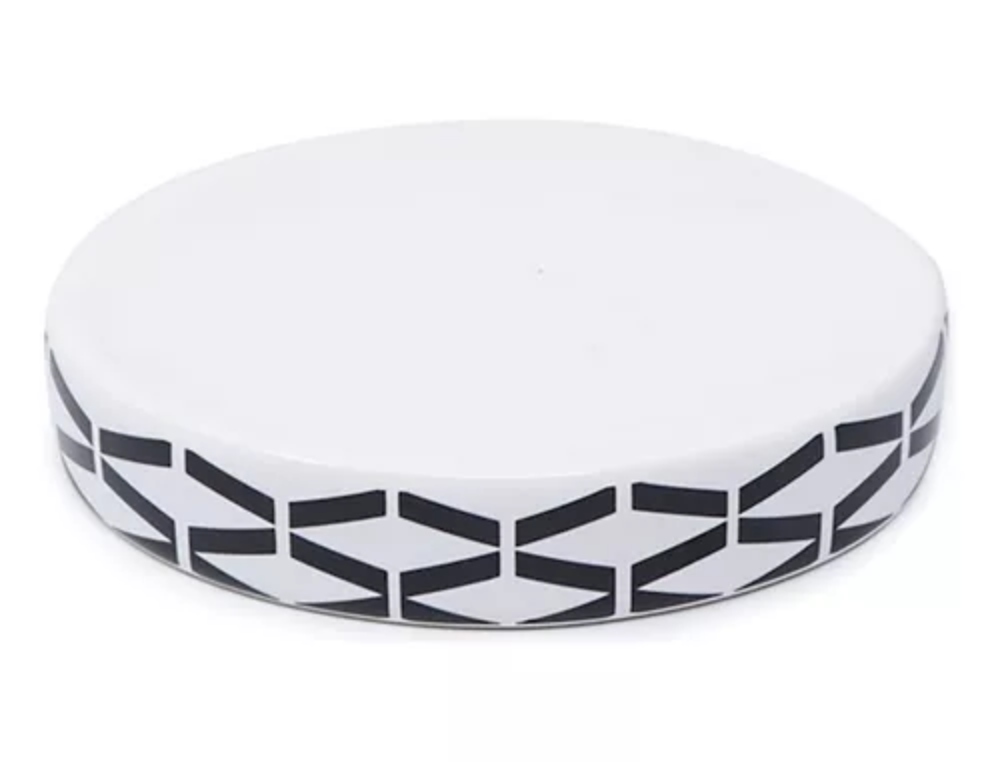 Jabonera De Cerámica Blanca Con Negro