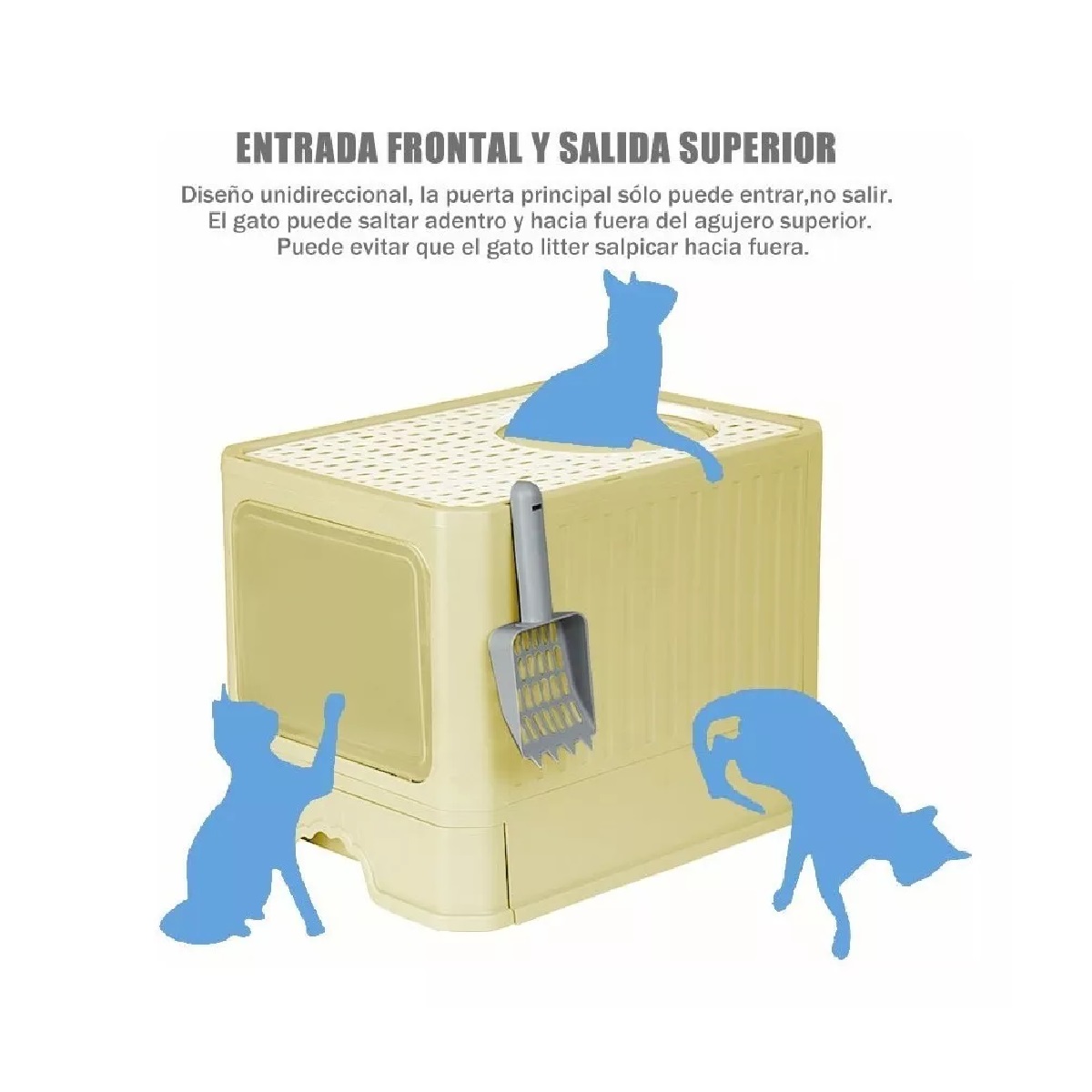 Caja De Arena Portátil Para Gatos Con Tapa Bandeja De Arena Amarillo