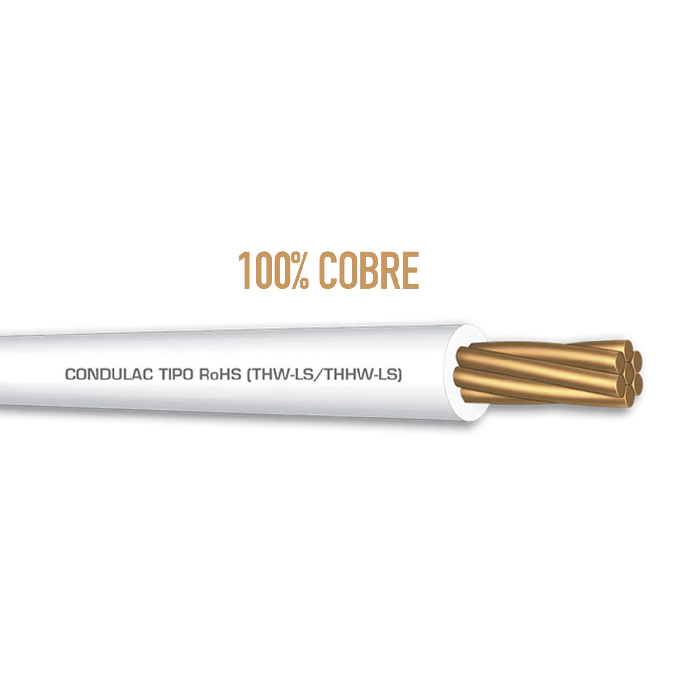 Rollo 100m Cable Eléctrico Calibre 18 100% Cobre Color Blanco Condulac TF-LS