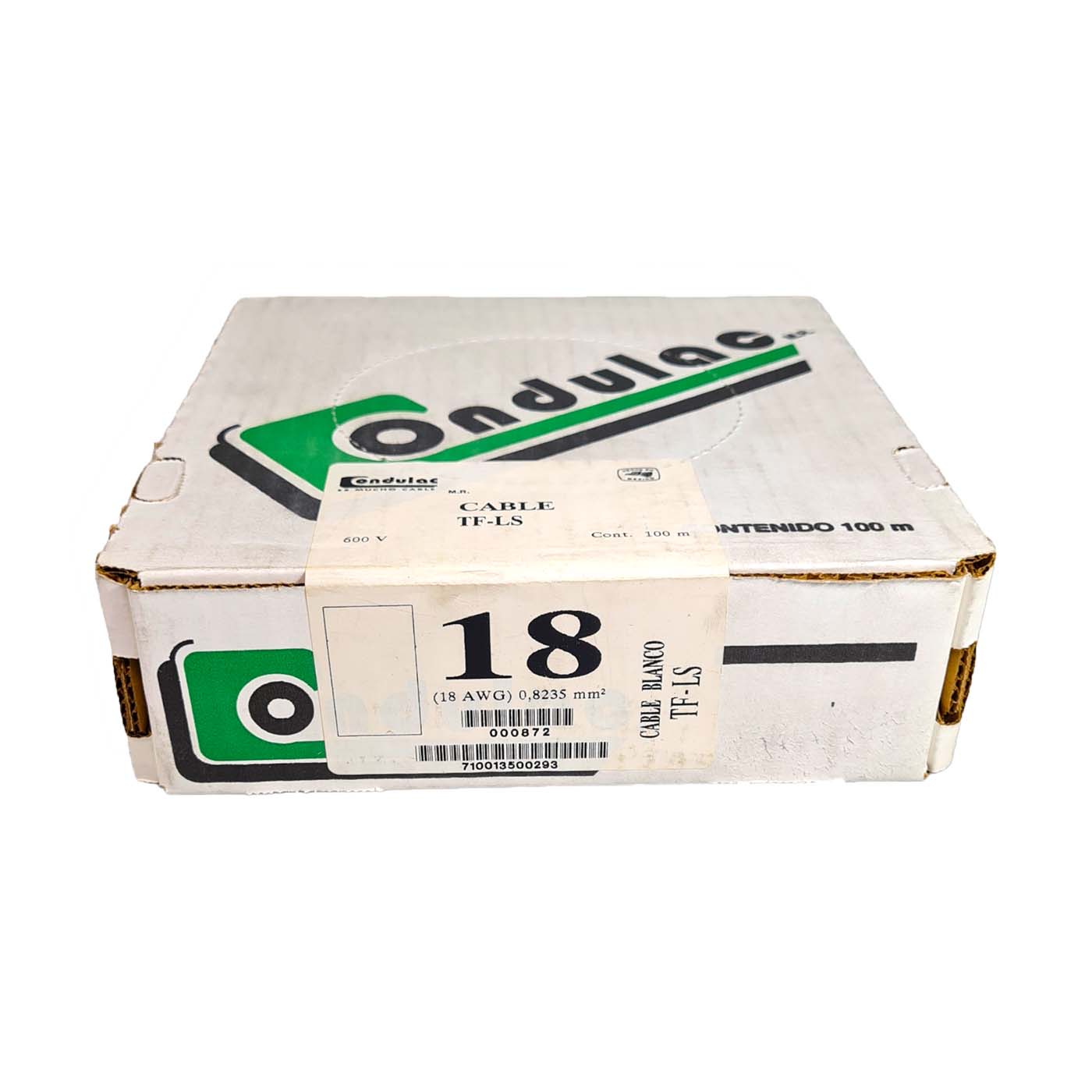 Rollo 100m Cable Eléctrico Calibre 18 100% Cobre Color Blanco Condulac TF-LS