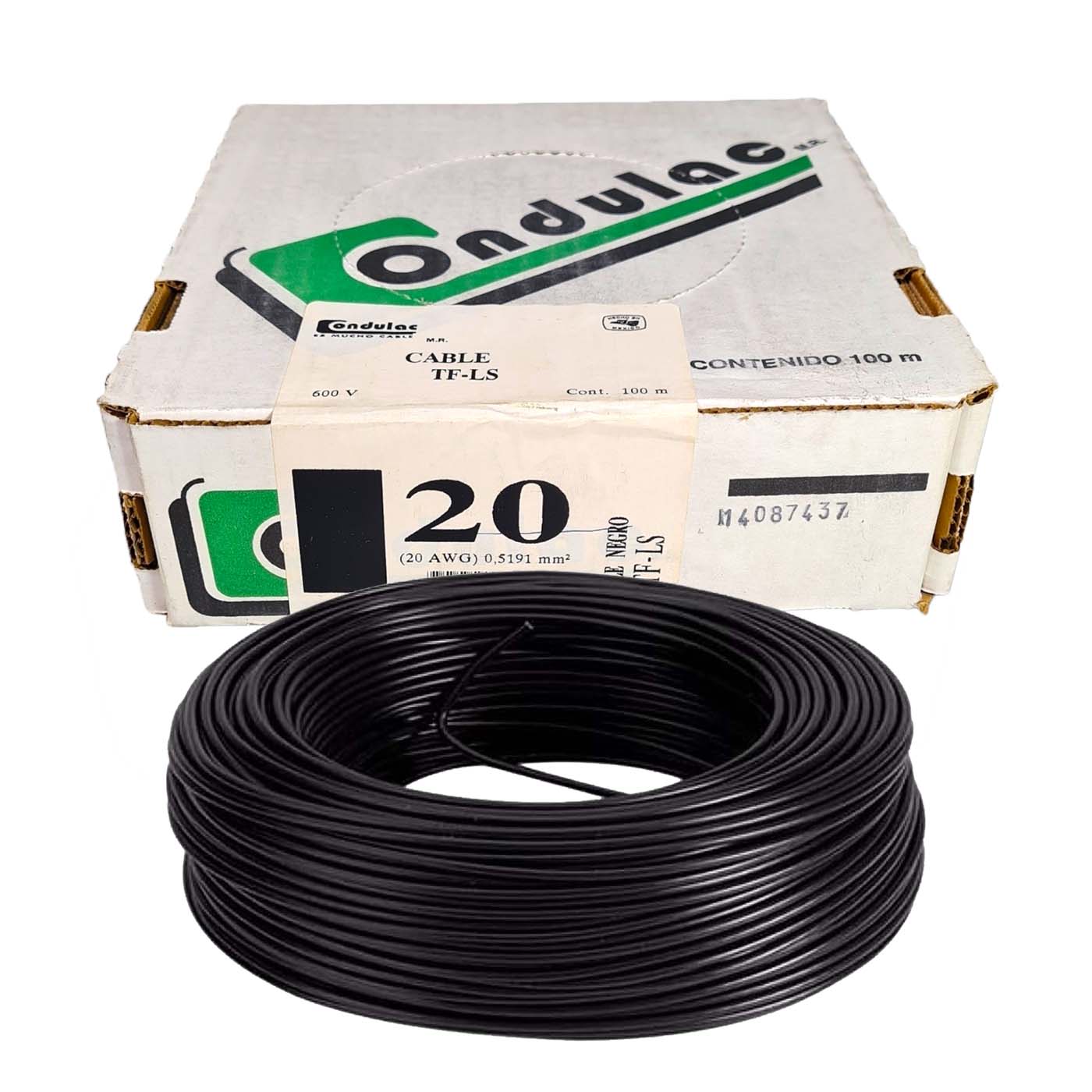 Rollo 100m Cable Eléctrico Calibre 20 100% Cobre Color Negro Condulac TF-LS